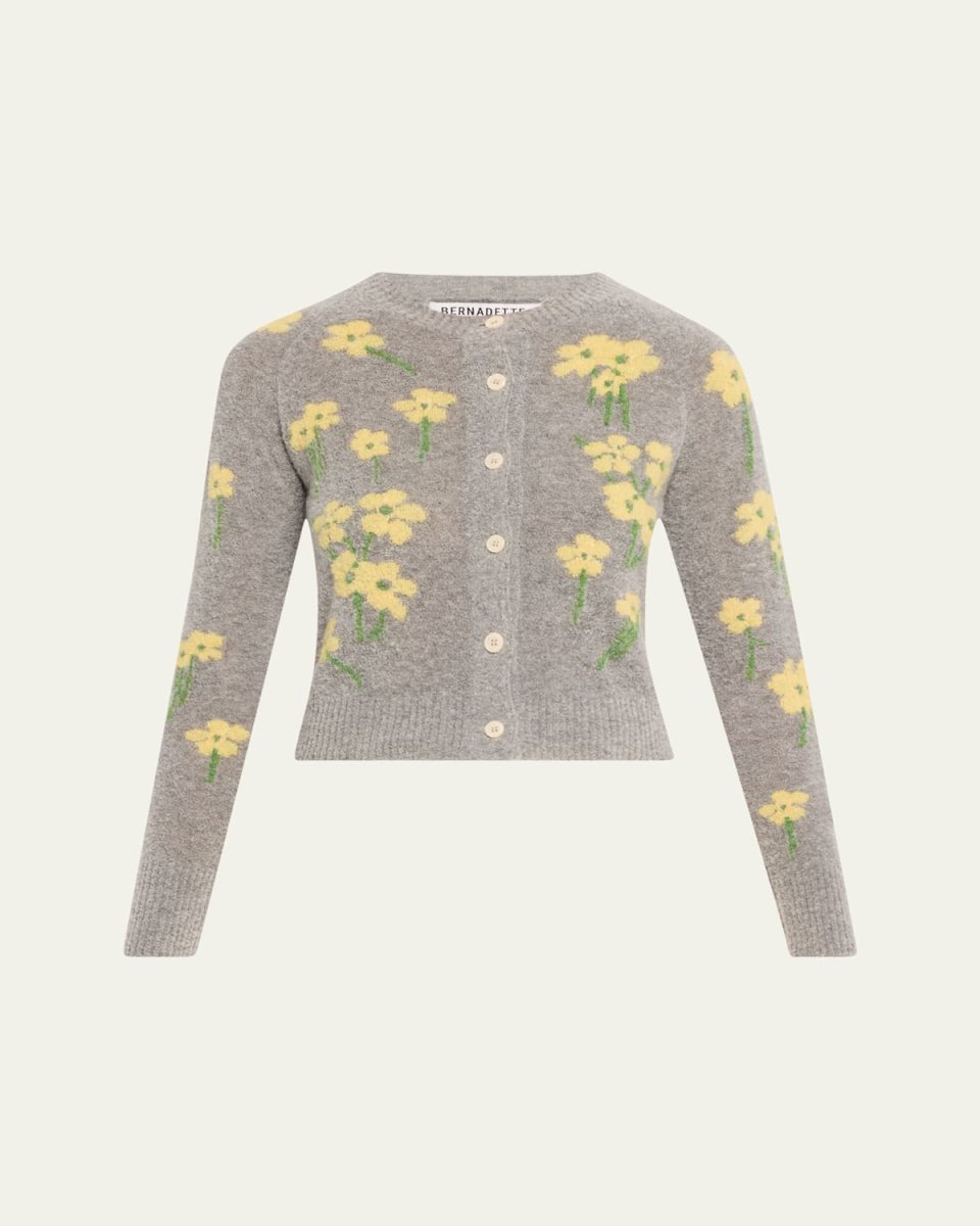 Nona Shrunken Floral Wool Cardigan